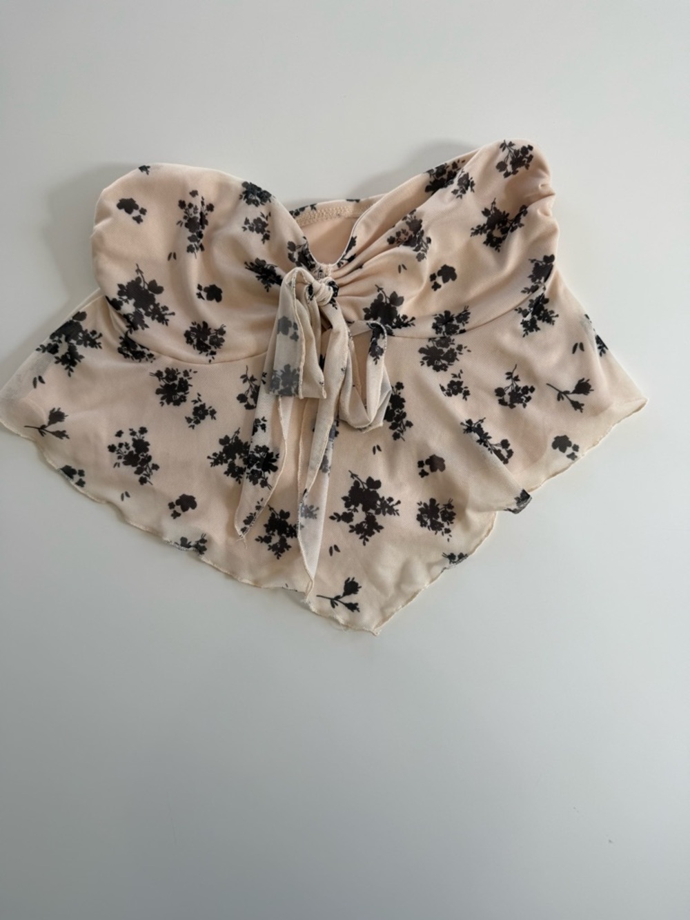 SHEIN MOD Women’s SZ2 Floral Print Knotted Front Sleeveless Bandeau